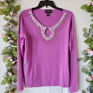 Metro Style - Pink Scoop Neckline Sweater - L